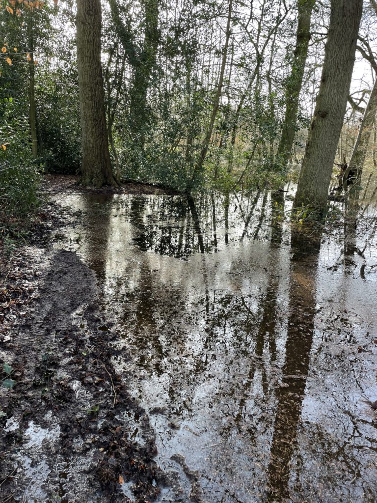 Pad ondergelopen met water